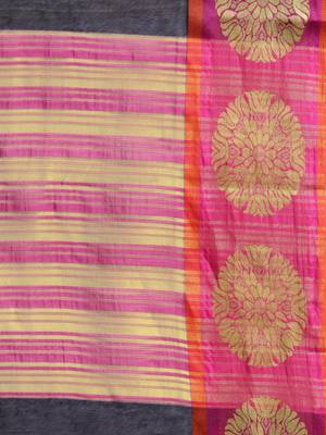 blue woven art silk saree with blouse 4