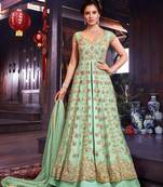 Sea-green embroidered net salwar