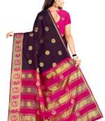 Yellow woven cotton silk saree with blouse