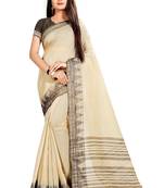 cream woven linen saree with blouse
