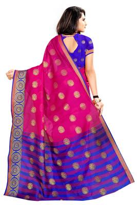 Pink woven silk saree with blouse 3