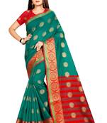 Green woven silk saree with blouse