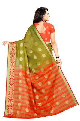 Mehendi woven silk saree with blouse 3