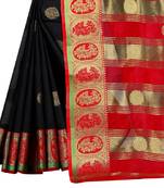 Pink woven cotton silk saree with blouse