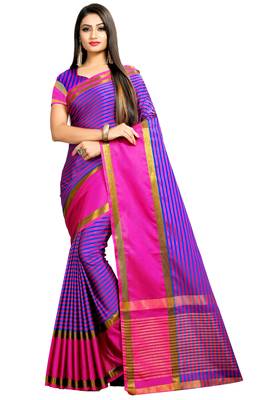 Pink woven silk saree with blouse 1