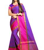 Pink woven silk saree with blouse