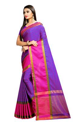 Pink woven silk saree with blouse 2