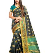 Grey woven silk saree with blouse