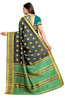 Grey woven silk saree with blouse 3
