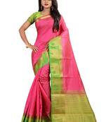 pink woven silk blend saree with blouse