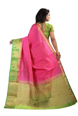 pink woven silk blend saree with blouse 3