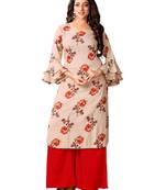 Beige Rayon Slub Straight Kurta