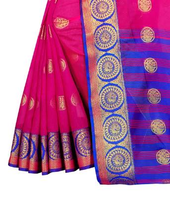 Pink woven silk saree with blouse 5