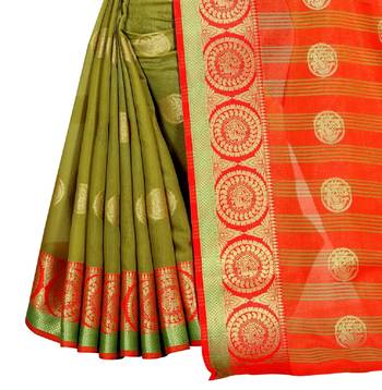 Mehendi woven silk saree with blouse 5