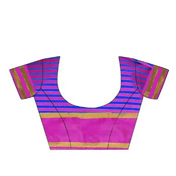 Pink woven silk saree with blouse 5