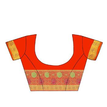 Yellow woven silk saree with blouse 5