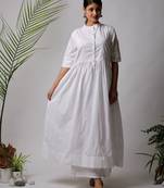 White plain cotton long-kurtis