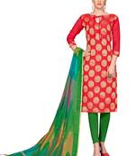 red printed banarasi cotton unstitched salwar with dupatta