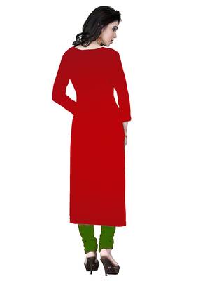 red printed banarasi cotton unstitched salwar with dupatta 2