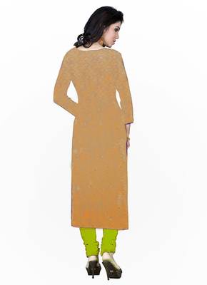 beige printed banarasi cotton unstitched salwar with dupatta 2