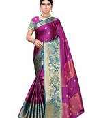 Purple woven silk blend saree with blouse