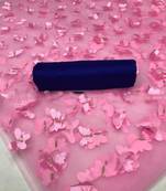 Pink embroidered super net saree with blouse