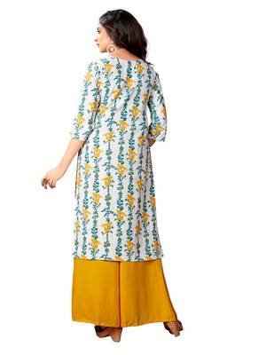 Blissta Women's White Cotton flex Printed Straight Kurti 3