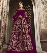 Wine embroidered net salwar