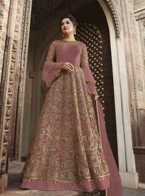 Light-onion-pink embroidered net salwar 1