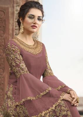 Light-onion-pink embroidered net salwar 2