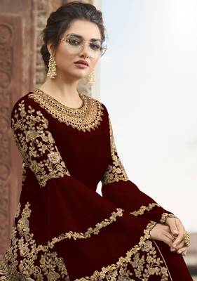 Maroon embroidered net salwar 2