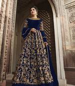 Blue embroidered net salwar