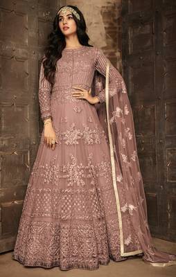 Light-brown embroidered net salwar 1