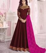 Maroon embroidered silk salwar