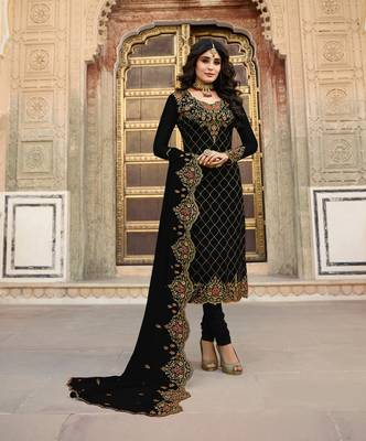 Black embroidered faux georgette salwar 1