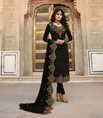 Black embroidered faux georgette salwar