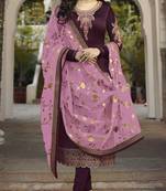 Dark-wine embroidered satin salwar