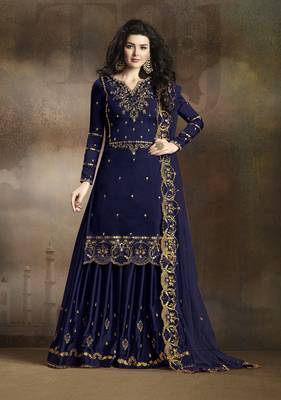 Blue embroidered silk salwar 1