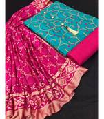 Women's Aqua Blue & Pink Slub Cotton Embroidered Unstitch Dress Material With Dupatta