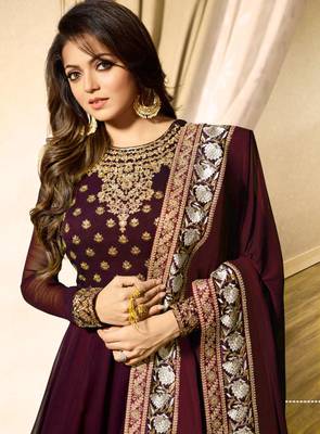 Purple Embroidered Faux Georgette Salwar 5