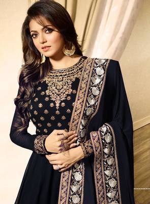 Blue Embroidered Faux Georgette Salwar 2