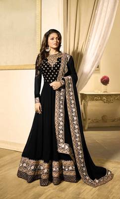 Black Embroidered Faux Georgette Salwar 1