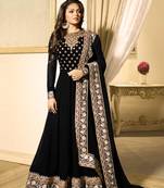 Black Embroidered Faux Georgette Salwar