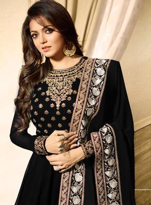 Black Embroidered Faux Georgette Salwar 2