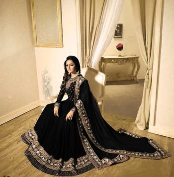 Black Embroidered Faux Georgette Salwar 3