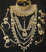 Ethnic Indian Bollywood Collar Choker White Kundan Pearl Latest Full Bridal Jewelry Set