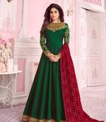 Green embroidered silk salwar