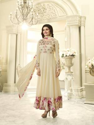 Light-yellow embroidered georgette salwar 1
