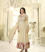 Light-yellow embroidered georgette salwar