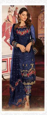 Blue embroidered georgette salwar 1
